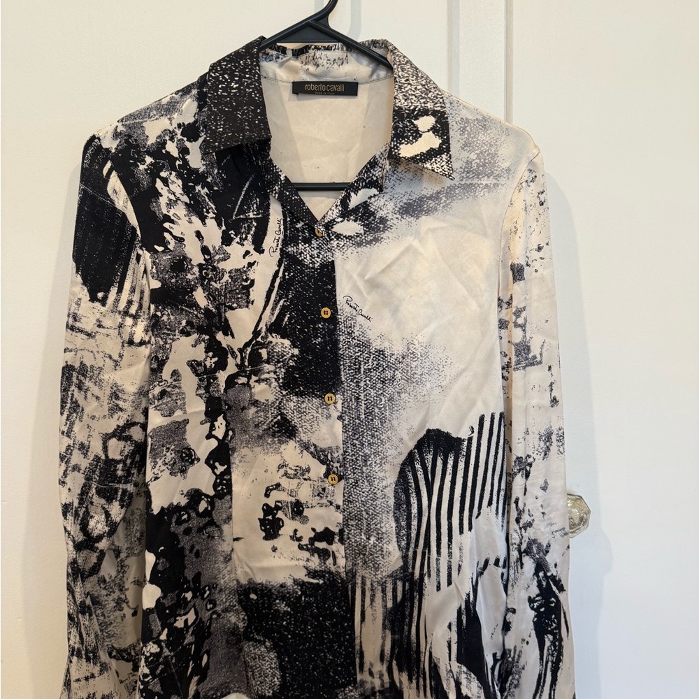 Roberto Cavalli Black and White Artistic Blouse
